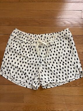 Women's Banana Republic White Drawstring Shorts with Black Dot Small